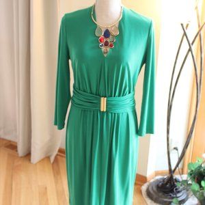 Calvin Klein Bright Green Dress with Attached Belted Detail Size 10